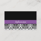 GESCHÄFTSKARTE Moderne Damaske, schwarz violett li Visitenkarte (Rückseite)