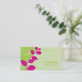 GESCHÄFTSKARTE Natur Blätter Silhouette rosa Limon Visitenkarte (Stehend Vorderseite)