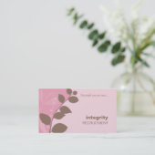 GESCHÄFTSKARTE Natur Blattpflanzen Silhouette rosa Visitenkarte (Stehend Vorderseite)