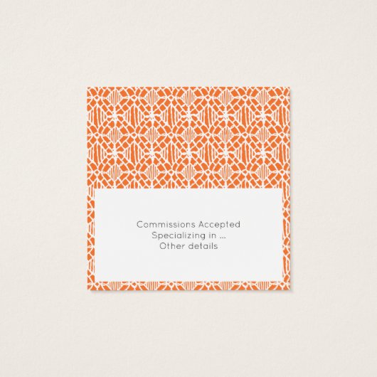 Geschäftskarte Orange & White Crochet Lace Muster (Rückseite)