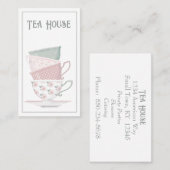 Geschäftskarte Pastell gestackte Teacups Visitenkarte (Vorne/Hinten)