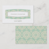 GESCHÄFTSKARTE schlichte gemusterte Pfefferminzcre Visitenkarte (Vorne/Hinten)