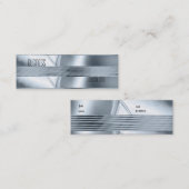 Geschäftskarte Silber Blau Art Deco Mini Visitenkarte (Vorne/Hinten)