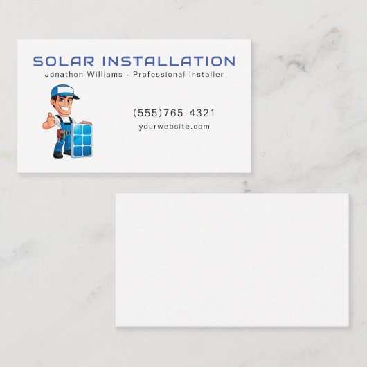 Geschäftskarte Solarenergie-Instillationsdienst Visitenkarte (Vorne/Hinten)