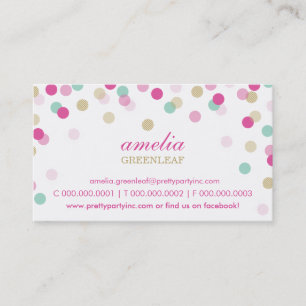 GESCHÄFTSKARTE :: stilvolle Konfetti pink + gold Visitenkarte