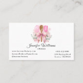 Geschäftskarte Wasserfarben Pink Bow Utensil Bäcke Visitenkarte (Rückseite)
