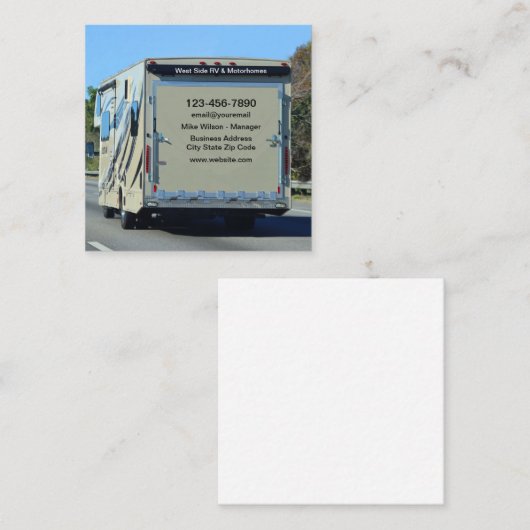 Geschäftskarten für den RV- und den Motorhome-Vert Quadratische Visitenkarte (Vorne/Hinten)