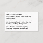 Geschäftskarten für die Heizung und Kühlung von Kl Visitenkarte (Rückseite)