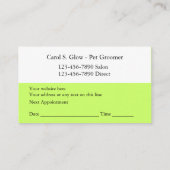 Geschäftskarten für Haustiere Terminkarte (Rückseite)