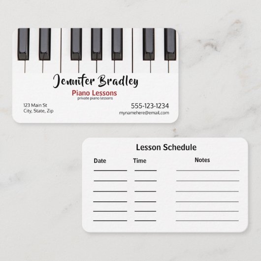 Geschäftskarten für Pianisten Visitenkarte (Vorne/Hinten)