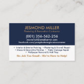 Geschäftskarten für Plastering und Malerei Visitenkarte (Rückseite)