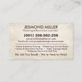 Geschäftskarten für Plastering und Malerei Visitenkarte (Rückseite)