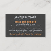 Geschäftskarten für Plastering und Malerei Visitenkarte (Rückseite)