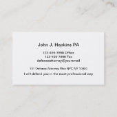 Geschäftskarten für Rechtsanwälte Visitenkarte (Rückseite)