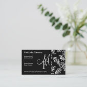 Geschäftskarten-Monogramm-Initialen Vintage-Damask Visitenkarte (Stehend Vorderseite)