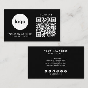 Geschäftskarten-QR-Code-Logo Moderne schwarze Gest Visitenkarte