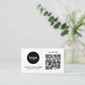 Geschäftskarten-QR-Code-Logo Moderne weiße Gestalt Visitenkarte (Stehend Vorderseite)