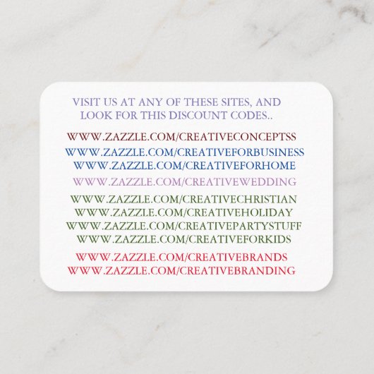 GESCHÄFTSKARTEN VISITENKARTE (Rückseite)