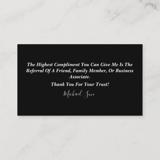 Geschäftskarteninstitut / Realtor Visitenkarte (Rückseite)