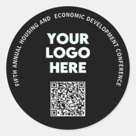 Geschäftskonferenz benutzerdefiniertes Logo QR Runder Aufkleber
