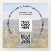Geschäftskonferenz Ihr Foto-Logo QR-Code  Glasuntersetzer (Vorderseite)