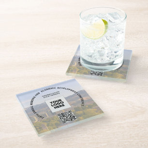 Geschäftskonferenz Ihr Foto-Logo QR-Code  Glasuntersetzer