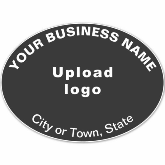 Geschäftslage bei schwarzem Oval-Form Vinyl Aufkleber (Vorderseite)