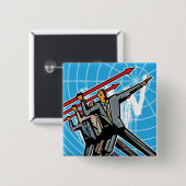 Geschäftsleute, die Pfeilzeichen werfen Button (Vorne & Hinten)