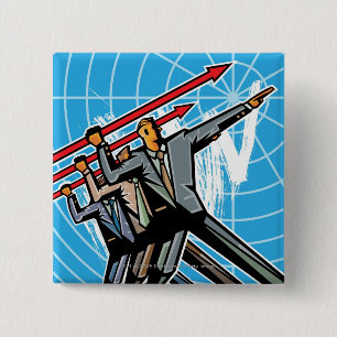 Geschäftsleute, die Pfeilzeichen werfen Button