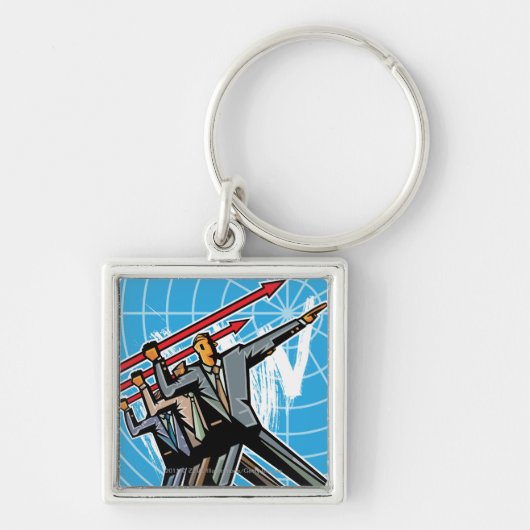 Geschäftsleute, die Pfeilzeichen werfen Schlüsselanhänger (Vorne)