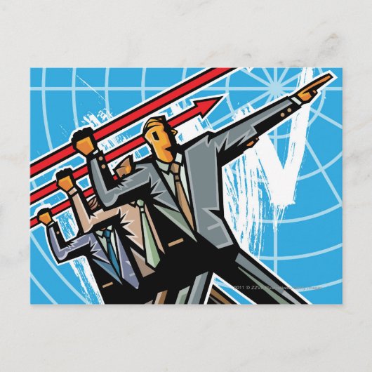 Geschäftsleute werfen Pfeilzeichen Postkarte (Vorderseite)