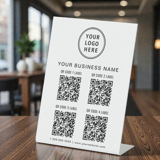 Geschäftslogo 4 QR-Codes Sockelschild