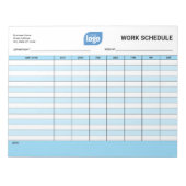 Geschäftslogo Arbeit Mitarbeiter Zeitplan Notizblo Notizblock (Vorderseite)