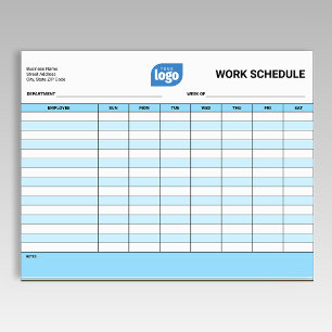 Geschäftslogo Arbeit Mitarbeiter Zeitplan Notizblo Notizblock