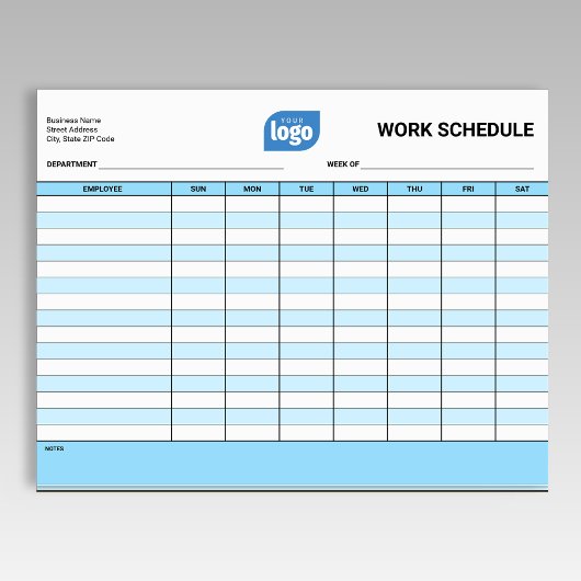 Geschäftslogo Arbeit Mitarbeiter Zeitplan Notizblo Notizblock