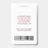 Geschäftslogo Barcode Benutzerdefiniertes Mitarbei Ausweis (Rückseite)