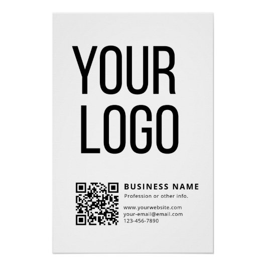 Geschäftslogo & bearbeitbarer QR-Code Poster (Vorderseite)