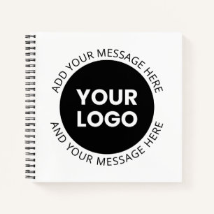 Geschäftslogo & bearbeitbarer Text  Weiß & Schwarz Notizblock