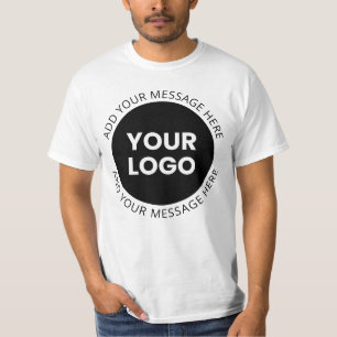 Geschäftslogo & bearbeitbarer Text Weiß & Schwarz T-Shirt