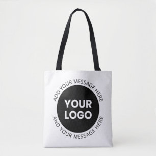 Geschäftslogo & bearbeitbarer Text  Weiß & Schwarz Tasche