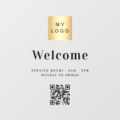 Geschäftslogo Begrüßungszeiten QR-Code Fensteraufkleber (Blatt)