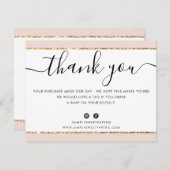 GESCHÄFTSLOGO DANK IHNEN eleganten rosa goldenen G Dankeskarte (Vorne/Hinten)