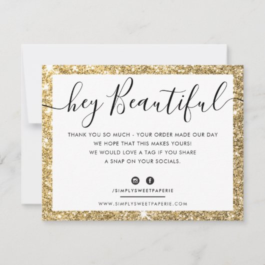 GESCHÄFTSLOGO DANK IHNEN eleganter Glitzer aus sch Dankeskarte (Vorderseite)