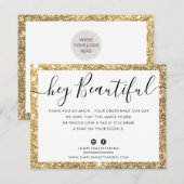 GESCHÄFTSLOGO DANK IHNEN eleganter Glitzer aus sch Dankeskarte (Vorne/Hinten)