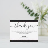 GESCHÄFTSLOGO DANK IHNEN eleganter Glitzer aus sch Dankeskarte (Stehend Vorderseite)
