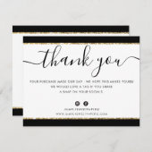 GESCHÄFTSLOGO DANK IHNEN eleganter Glitzer aus sch Dankeskarte (Vorne/Hinten)