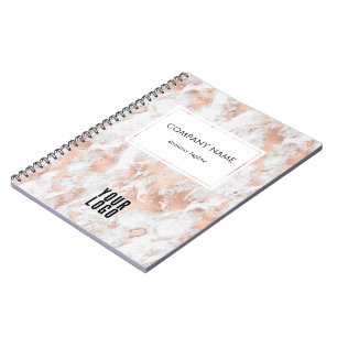 Geschäftslogo Elegantes Roségold-Marmor-Werbeartik Notizblock