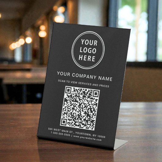 Geschäftslogo Erstellen Sie Ihren QR-Code Schwarz Sockelschild