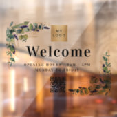 Geschäftslogo Eucalyptus Begrüßung QR-Code Fensteraufkleber (Blatt 2)