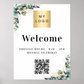 Geschäftslogo Eucalyptus Begrüßung QR-Code Poster (Vorne)